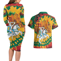 Lithuania Independence Day Couples Matching Long Sleeve Bodycon Dress and Hawaiian Shirt Vytis Knight National Pride