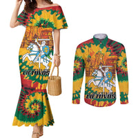 Lithuania Independence Day Couples Matching Mermaid Dress and Long Sleeve Button Shirt Vytis Knight National Pride