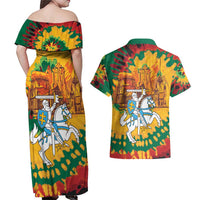 Lithuania Independence Day Couples Matching Off Shoulder Maxi Dress and Hawaiian Shirt Vytis Knight National Pride