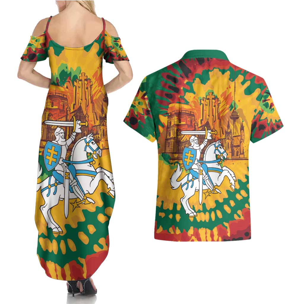 Lithuania Independence Day Couples Matching Summer Maxi Dress and Hawaiian Shirt Vytis Knight National Pride