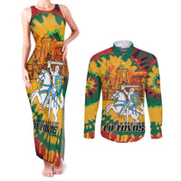 Lithuania Independence Day Couples Matching Tank Maxi Dress and Long Sleeve Button Shirt Vytis Knight National Pride