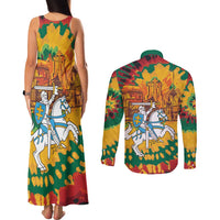 Lithuania Independence Day Couples Matching Tank Maxi Dress and Long Sleeve Button Shirt Vytis Knight National Pride