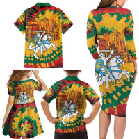 Lithuania Independence Day Family Matching Long Sleeve Bodycon Dress and Hawaiian Shirt Vytis Knight National Pride