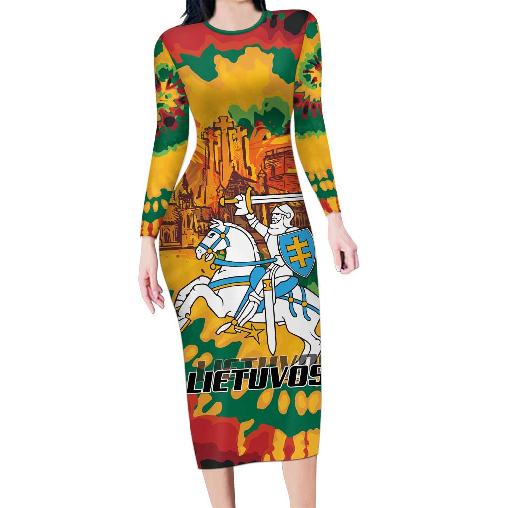 Lithuania Independence Day Family Matching Long Sleeve Bodycon Dress and Hawaiian Shirt Vytis Knight National Pride