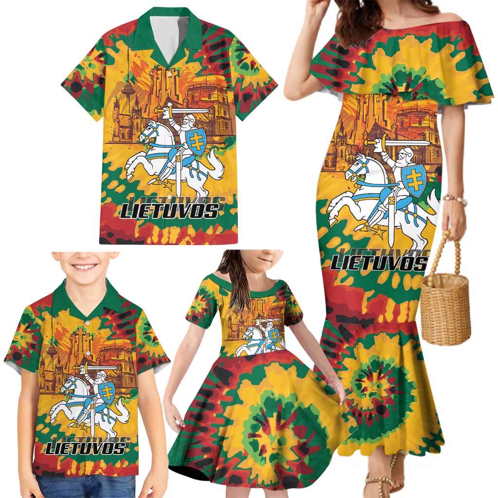Lithuania Independence Day Family Matching Mermaid Dress and Hawaiian Shirt Vytis Knight National Pride