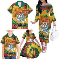 Lithuania Independence Day Family Matching Off The Shoulder Long Sleeve Dress and Hawaiian Shirt Vytis Knight National Pride
