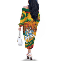 Lithuania Independence Day Family Matching Off The Shoulder Long Sleeve Dress and Hawaiian Shirt Vytis Knight National Pride