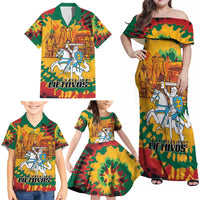 Lithuania Independence Day Family Matching Off Shoulder Maxi Dress and Hawaiian Shirt Vytis Knight National Pride