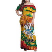 Lithuania Independence Day Family Matching Off Shoulder Maxi Dress and Hawaiian Shirt Vytis Knight National Pride