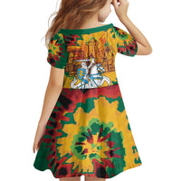 Lithuania Independence Day Family Matching Off Shoulder Short Dress and Hawaiian Shirt Vytis Knight National Pride