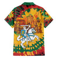Lithuania Independence Day Family Matching Off Shoulder Short Dress and Hawaiian Shirt Vytis Knight National Pride
