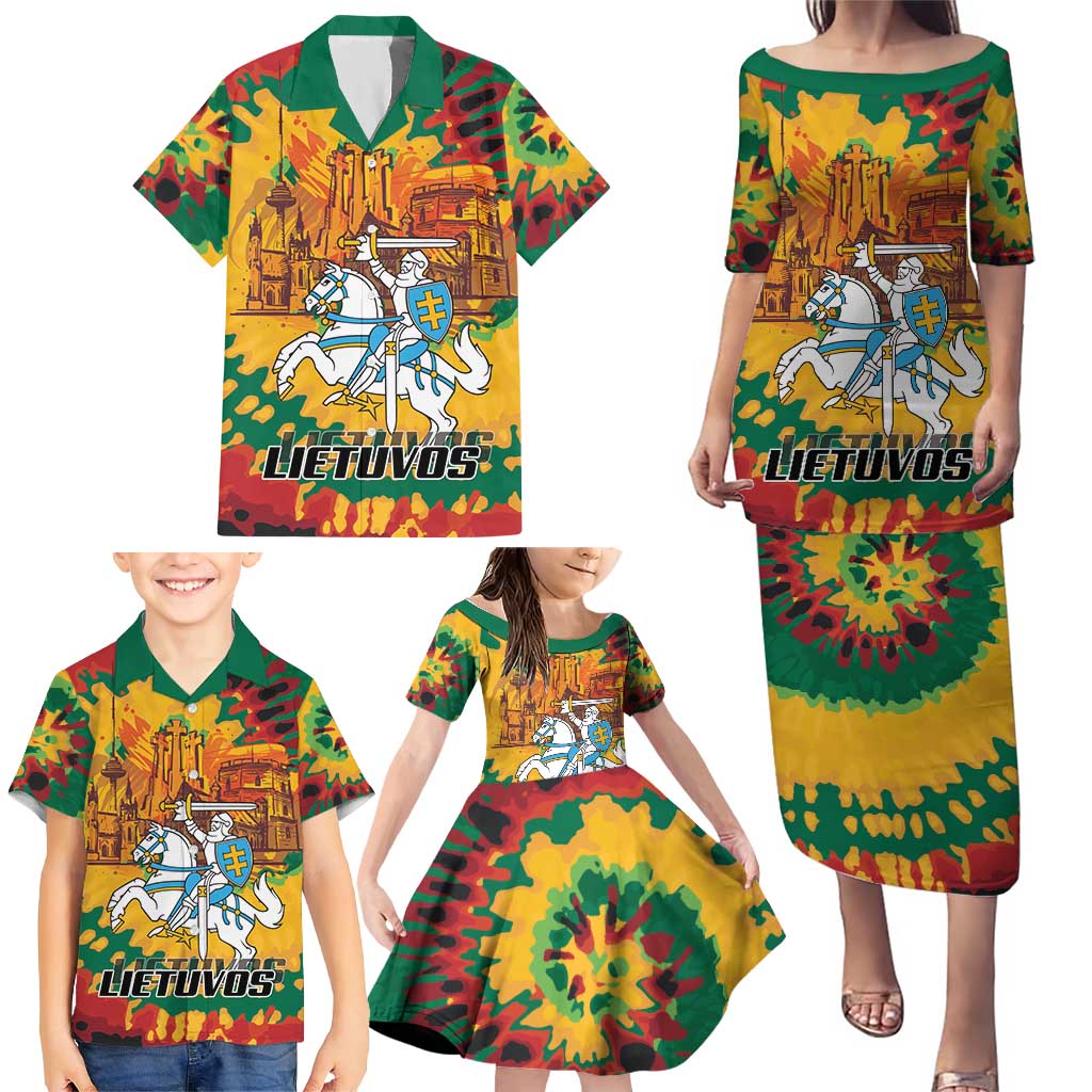 Lithuania Independence Day Family Matching Puletasi and Hawaiian Shirt Vytis Knight National Pride