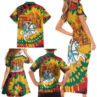 Lithuania Independence Day Family Matching Short Sleeve Bodycon Dress and Hawaiian Shirt Vytis Knight National Pride