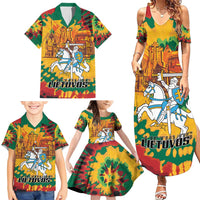 Lithuania Independence Day Family Matching Summer Maxi Dress and Hawaiian Shirt Vytis Knight National Pride
