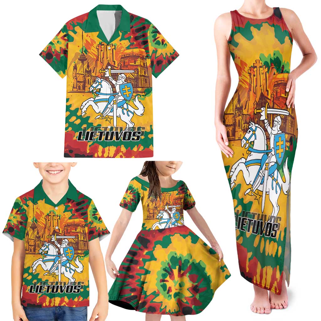 Lithuania Independence Day Family Matching Tank Maxi Dress and Hawaiian Shirt Vytis Knight National Pride