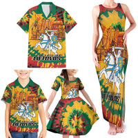 Lithuania Independence Day Family Matching Tank Maxi Dress and Hawaiian Shirt Vytis Knight National Pride