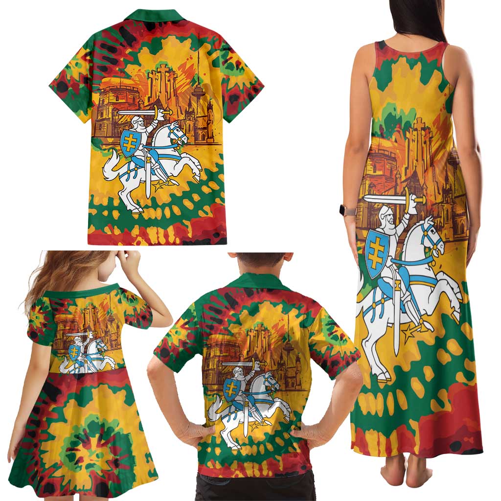 Lithuania Independence Day Family Matching Tank Maxi Dress and Hawaiian Shirt Vytis Knight National Pride