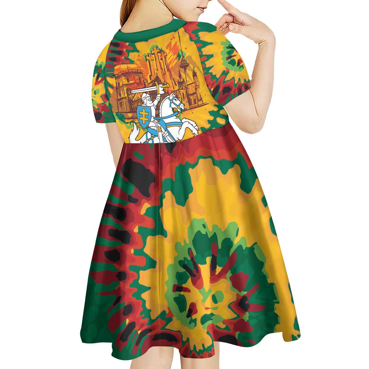 Lithuania Independence Day Kid Short Sleeve Dress Vytis Knight National Pride