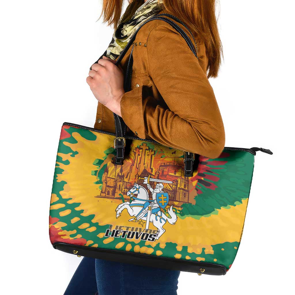 Lithuania Independence Day Leather Tote Bag Vytis Knight National Pride