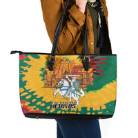 Lithuania Independence Day Leather Tote Bag Vytis Knight National Pride