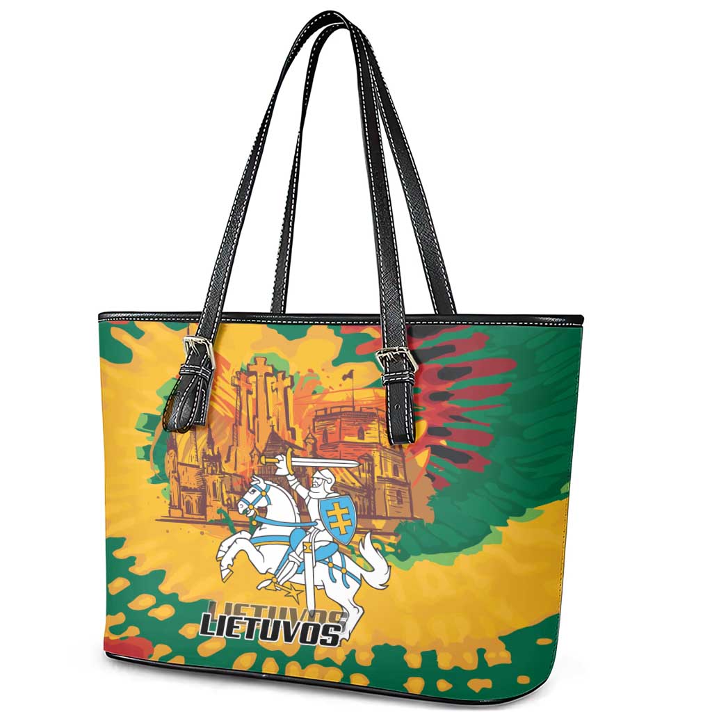 Lithuania Independence Day Leather Tote Bag Vytis Knight National Pride