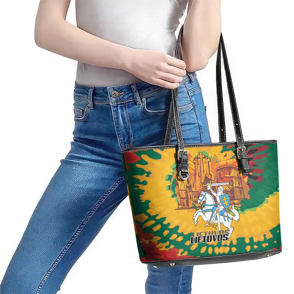 Lithuania Independence Day Leather Tote Bag Vytis Knight National Pride