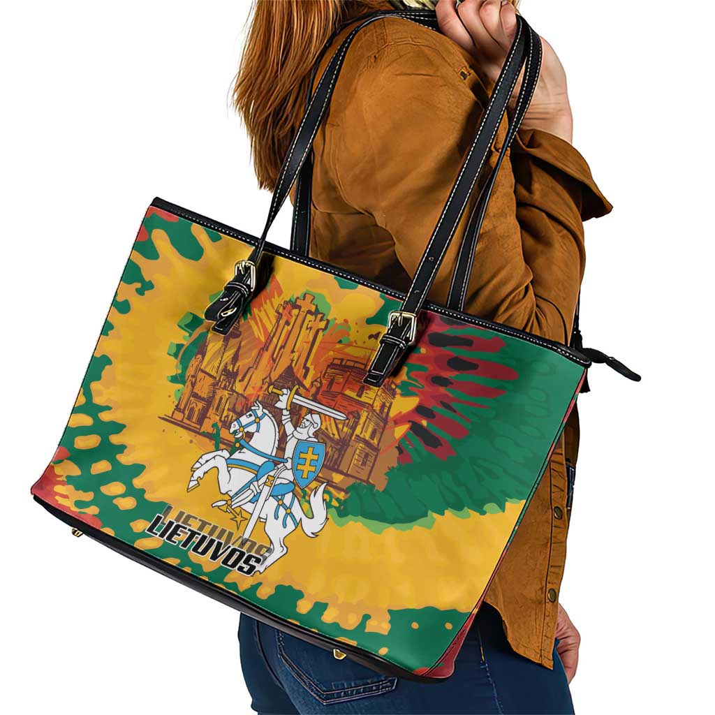 Lithuania Independence Day Leather Tote Bag Vytis Knight National Pride