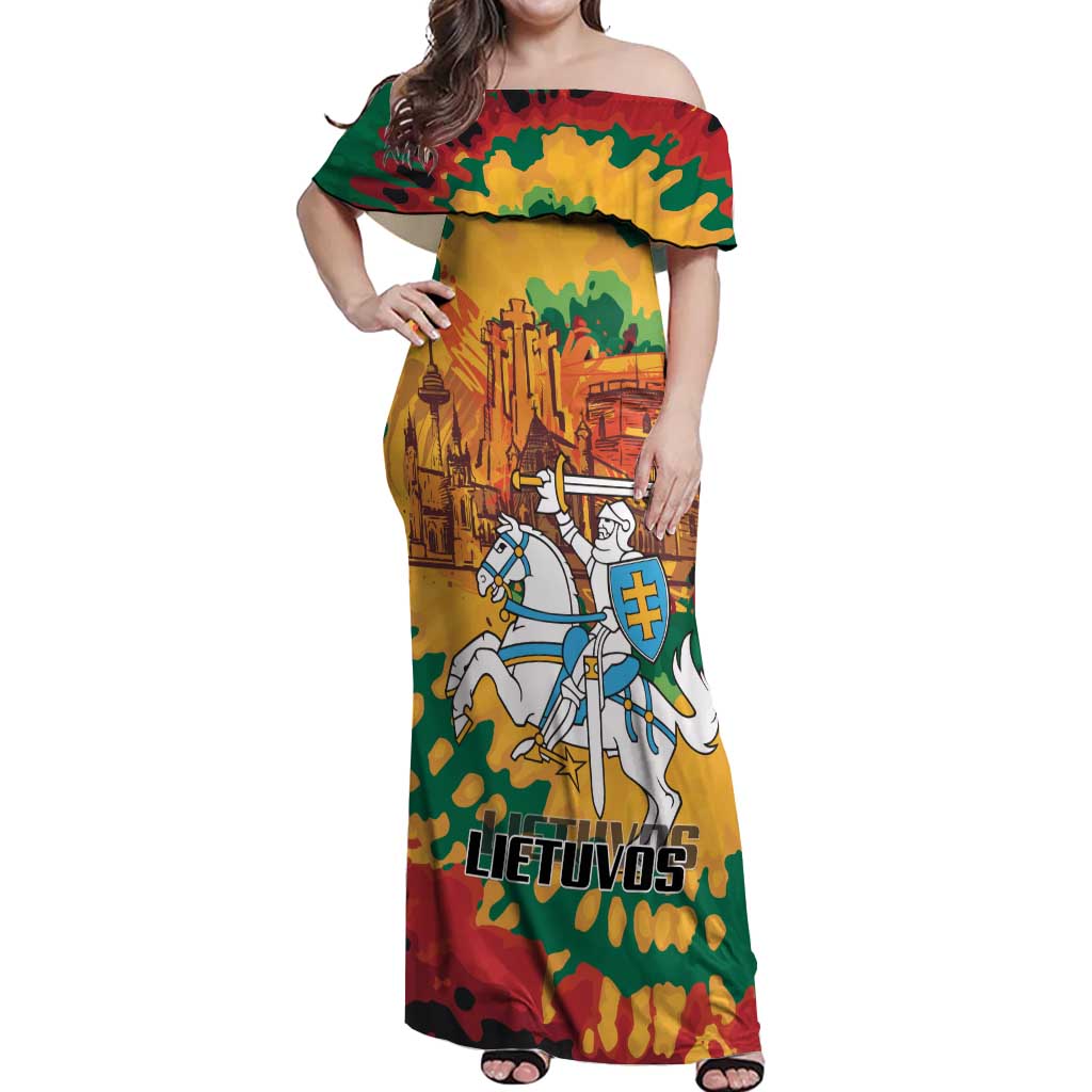 Lithuania Independence Day Off Shoulder Maxi Dress Vytis Knight National Pride