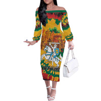 Lithuania Independence Day Off The Shoulder Long Sleeve Dress Vytis Knight National Pride
