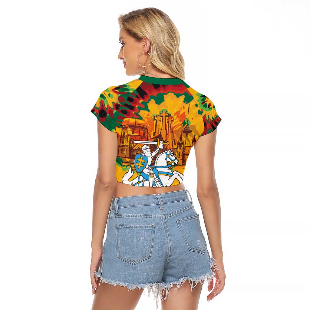 Lithuania Independence Day Raglan Cropped T Shirt Vytis Knight National Pride