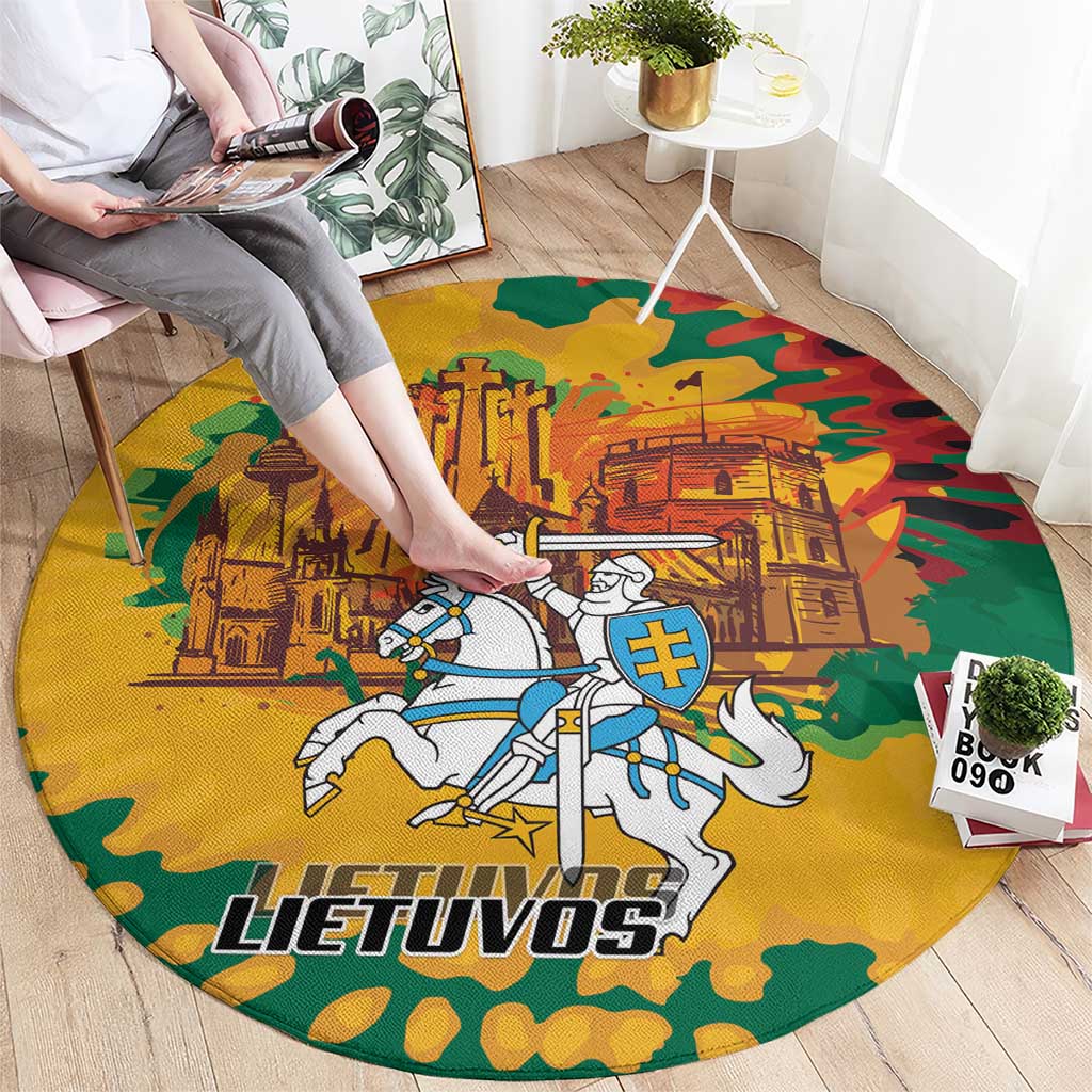 Lithuania Independence Day Round Carpet Vytis Knight National Pride