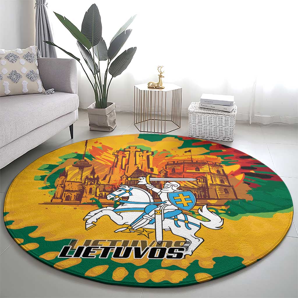 Lithuania Independence Day Round Carpet Vytis Knight National Pride