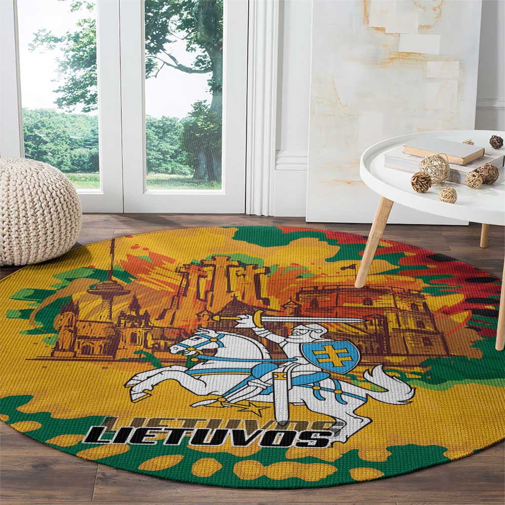 Lithuania Independence Day Round Carpet Vytis Knight National Pride