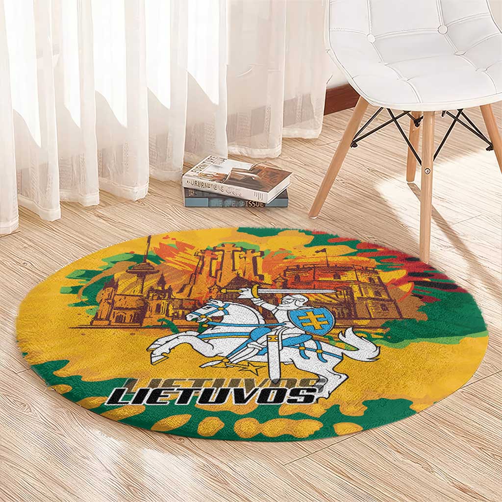 Lithuania Independence Day Round Carpet Vytis Knight National Pride