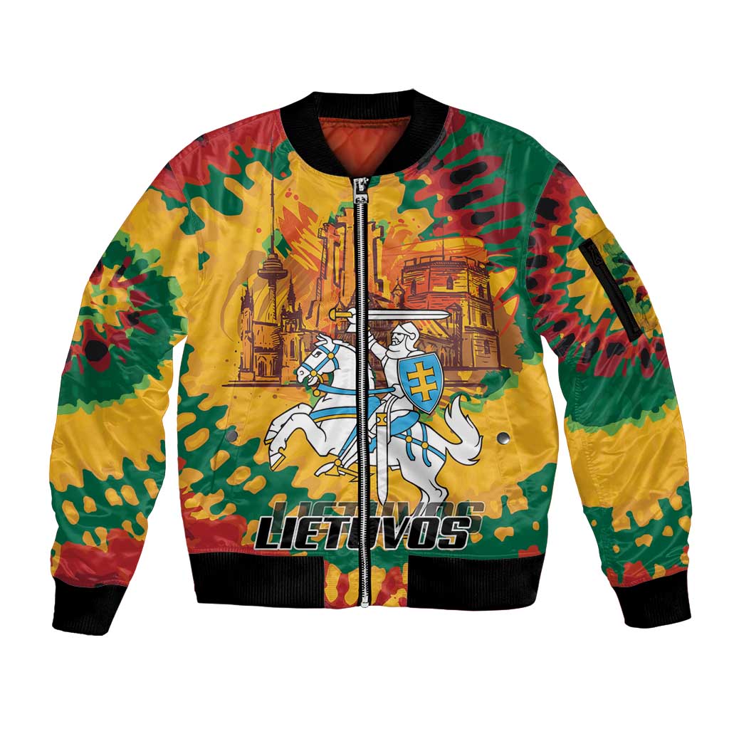 Lithuania Independence Day Sleeve Zip Bomber Jacket Vytis Knight National Pride
