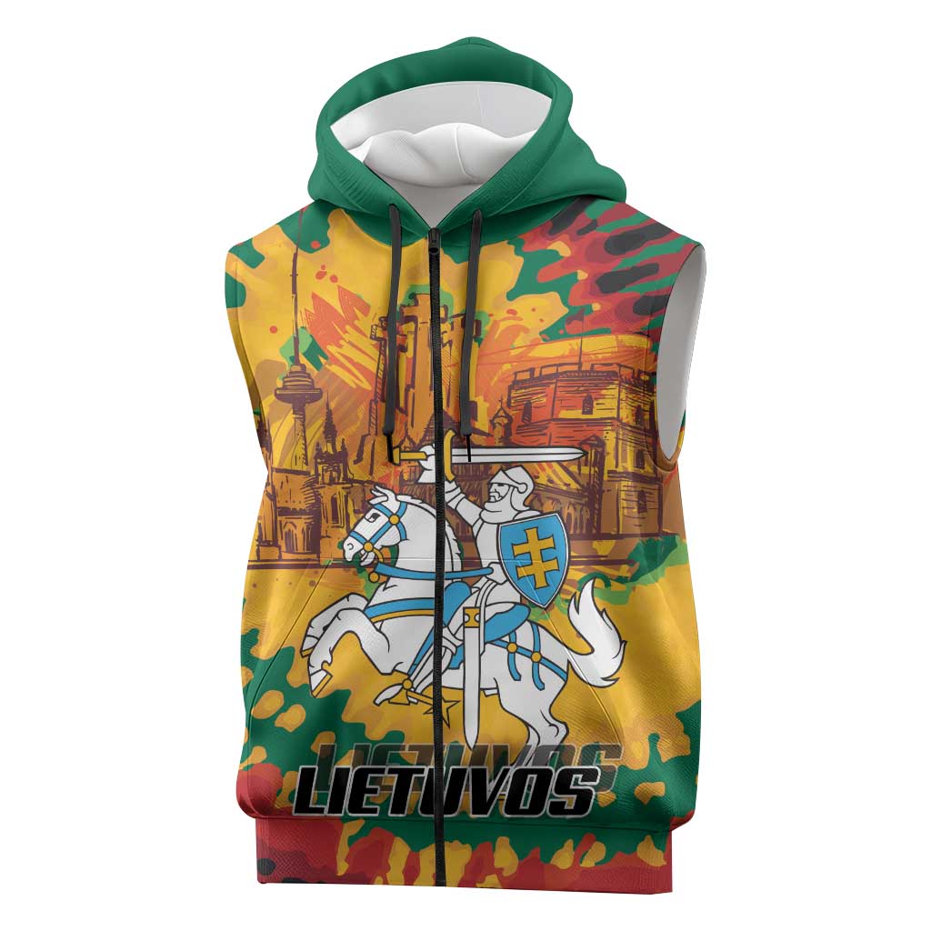 Lithuania Independence Day Sleeveless Zip Hoodie Vytis Knight National Pride