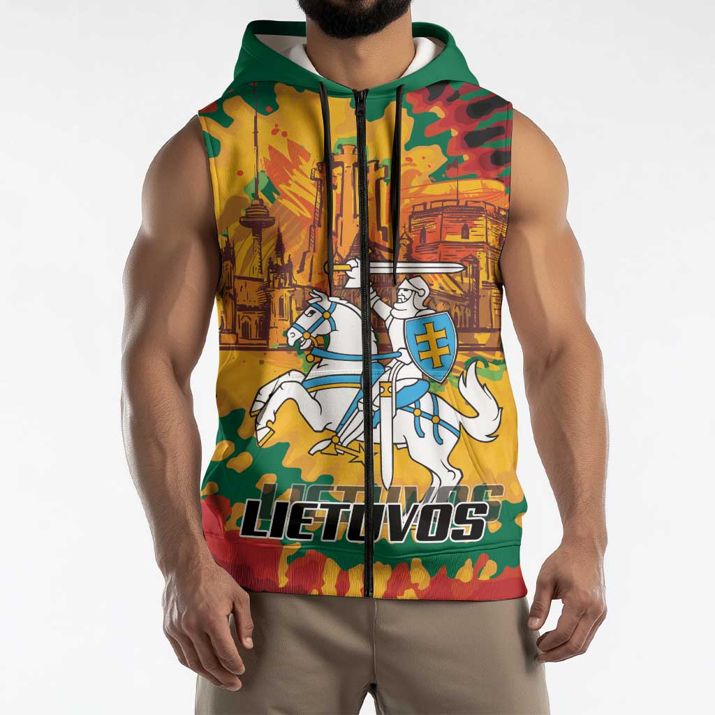 Lithuania Independence Day Sleeveless Zip Hoodie Vytis Knight National Pride