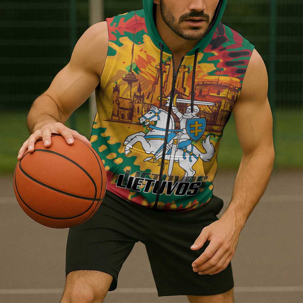 Lithuania Independence Day Sleeveless Zip Hoodie Vytis Knight National Pride