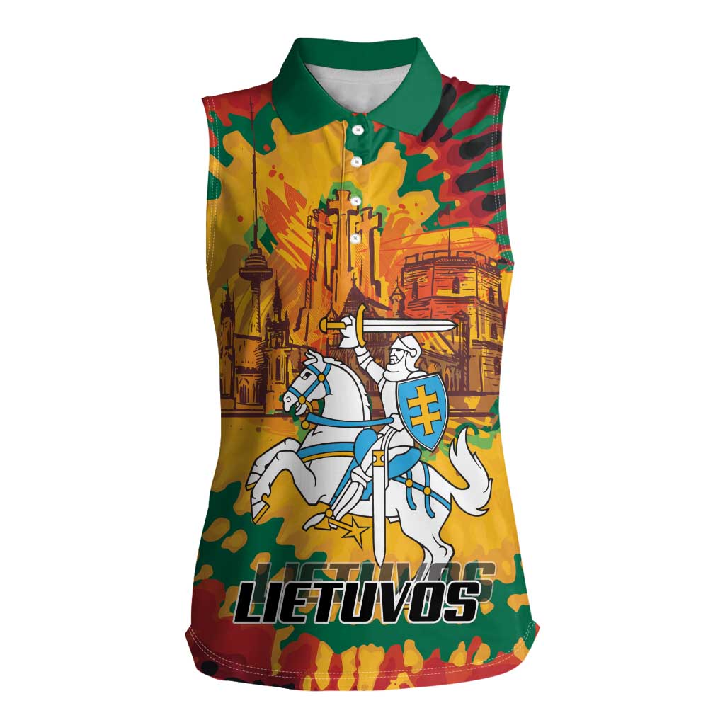 Lithuania Independence Day Women Sleeveless Polo Shirt Vytis Knight National Pride