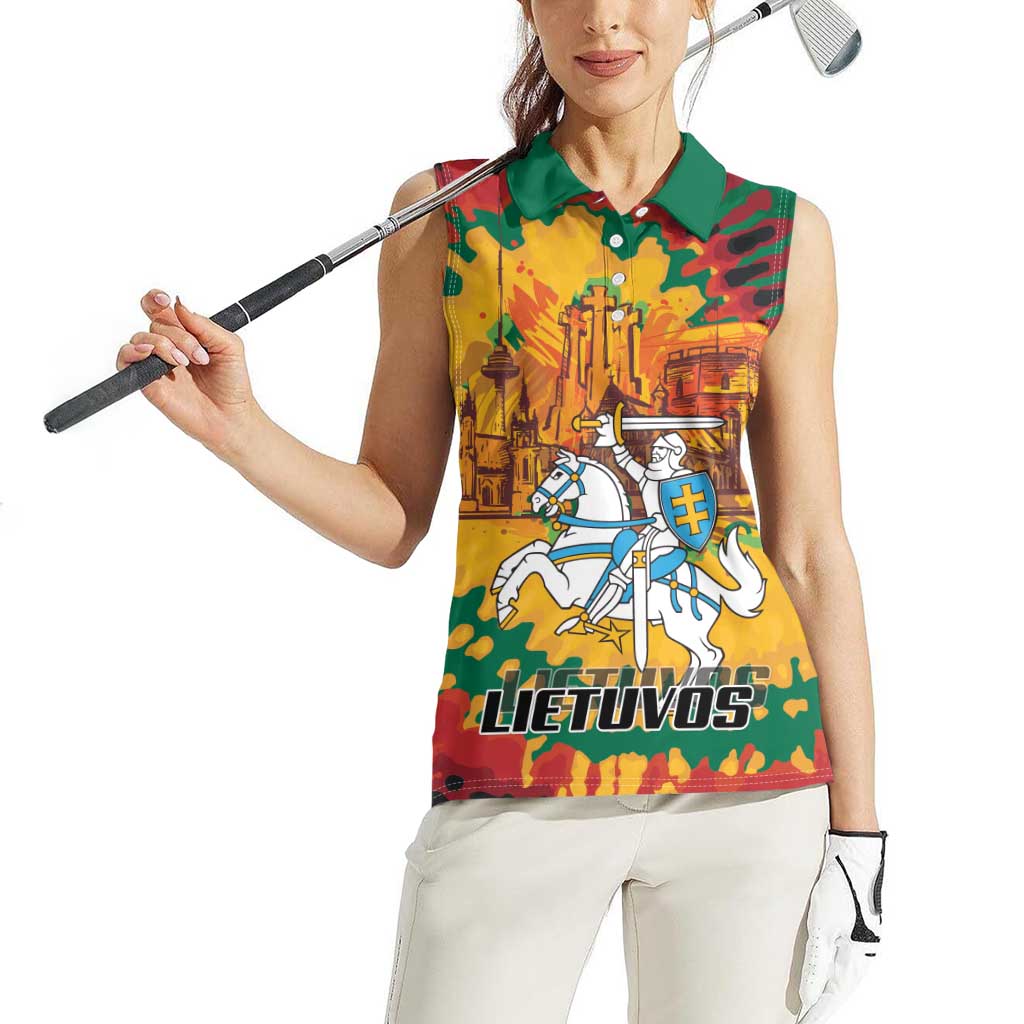 Lithuania Independence Day Women Sleeveless Polo Shirt Vytis Knight National Pride