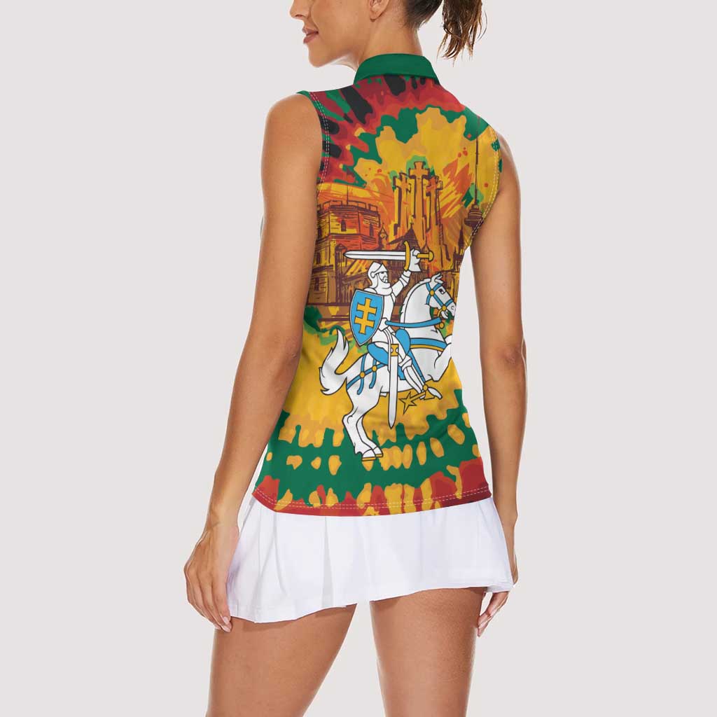 Lithuania Independence Day Women Sleeveless Polo Shirt Vytis Knight National Pride