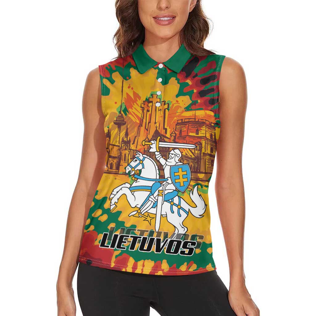 Lithuania Independence Day Women Sleeveless Polo Shirt Vytis Knight National Pride