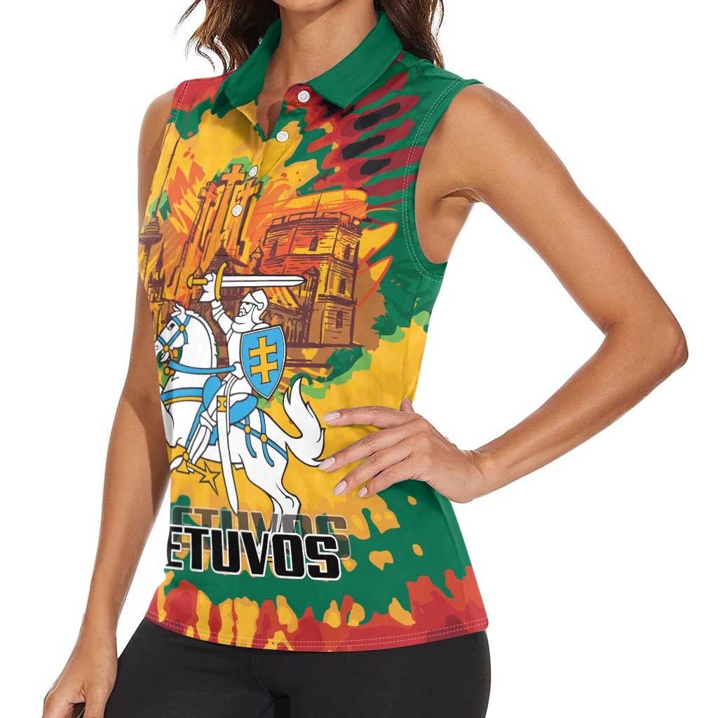 Lithuania Independence Day Women Sleeveless Polo Shirt Vytis Knight National Pride