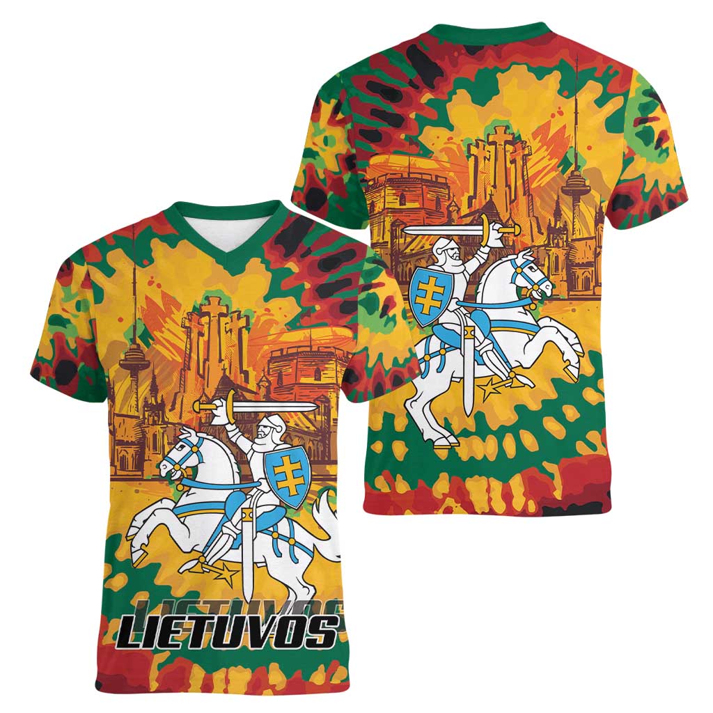 Lithuania Independence Day Women V-Neck T-Shirt Vytis Knight National Pride