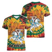 Lithuania Independence Day Women V-Neck T-Shirt Vytis Knight National Pride