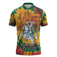 Lithuania Independence Day Zipper Polo Shirt Vytis Knight National Pride