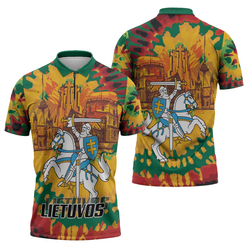 Lithuania Independence Day Zipper Polo Shirt Vytis Knight National Pride