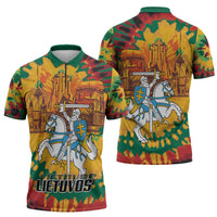 Lithuania Independence Day Zipper Polo Shirt Vytis Knight National Pride