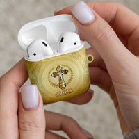 Greece Orthodox Cross AirPods Case Ancient Greek Key Gold Heritage
