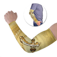 Greece Orthodox Cross Arm Sleeves Ancient Greek Key Gold Heritage